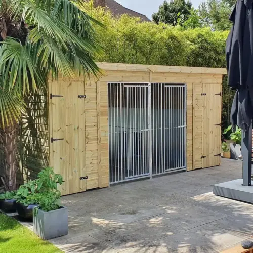 14 X 4 ft Pent Duo Dog Kennel