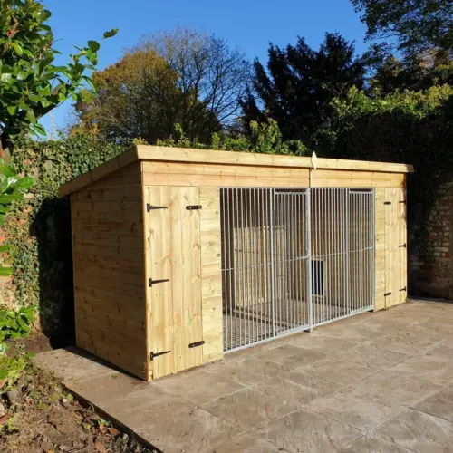 15 X 4 ft Pent Duo Dog Kennel