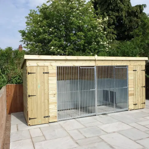 15 X 7 ft Pent Duo Dog Kennel