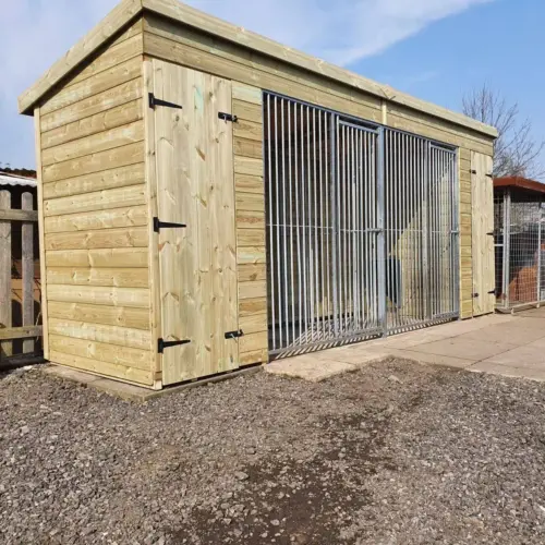16 X 4 ft Pent Duo Dog Kennel