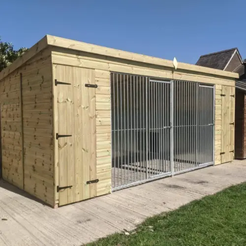 16 X 7 ft Pent Duo Dog Kennel